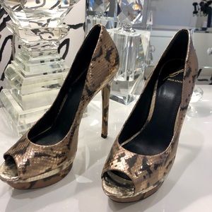 Brian Atwood Metallic Snakeskin heels